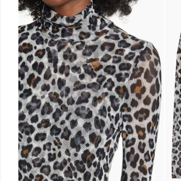 Ten Sixty Sherman Leopard Print Mesh Turtleneck Top - Large - Picture 12 of 13